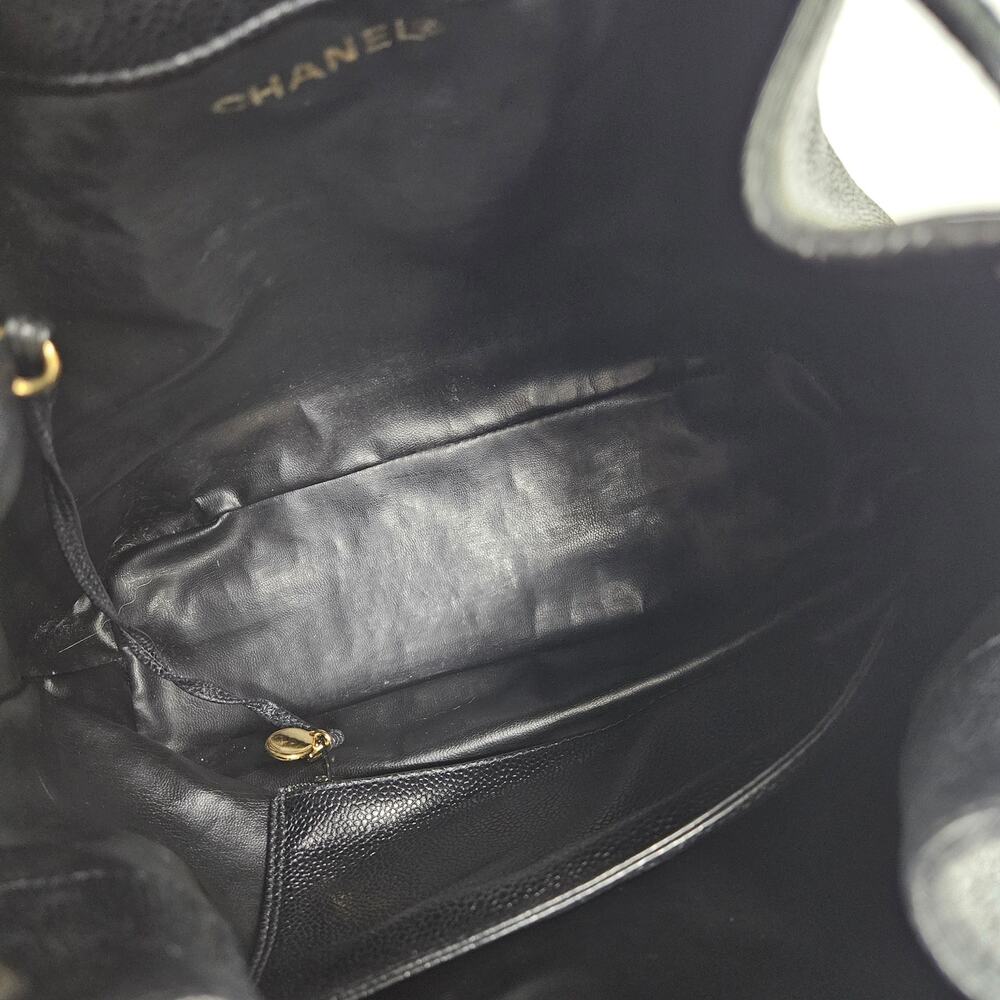 Vintage 90's Chanel Large Triple CC Bucket Bag Black Caviar Leather - Picture 8 of 13
